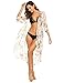 Ekouaer Women's Chiffon Cardigan 3 4 Sleeves Kimono Beach High Low Long Floral Cover Up