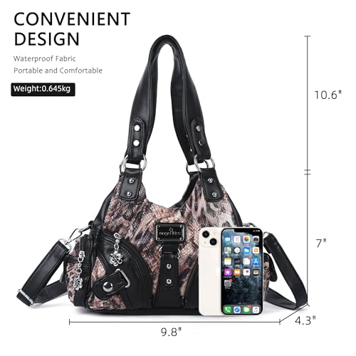 Image of Angel Kiss Purses for Women Small Hobo Shoulder Bags Vagen Leather Multi-Pocket Tote Bag with Zipper