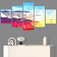 SIGNWIN 5 Panel Canvas Wall Art Modern Art Contemporary Digital Art Dramatic Geometric Multicolor Patterns for Home Decorations Ready to Hang - 60