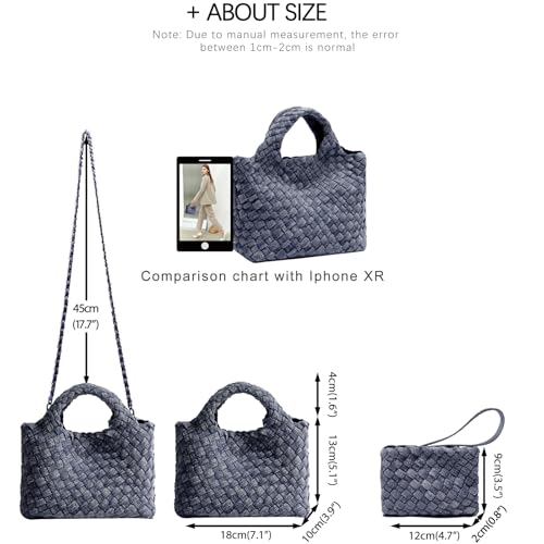 Image of Woven Tote Bag for Women with Coin Purse, Foldable Chain Small Crossbody Handbags, Fashion Shoulder Bag, Hobo Satchel