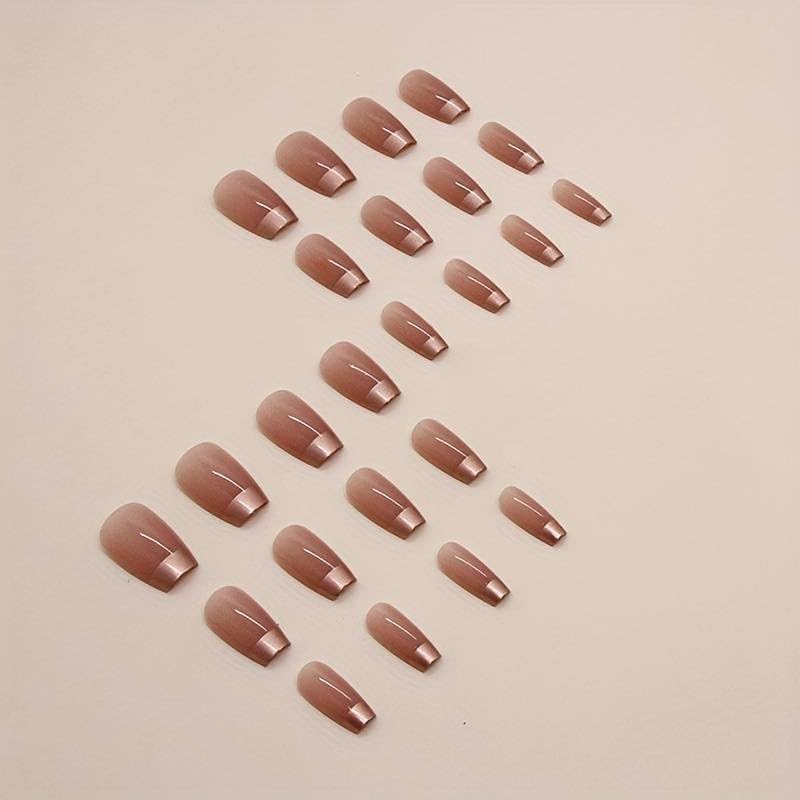Image of ZOONA 24PCS Everlasting French Nails Artificial Nails Art Set| Lightweight & Long Lasting| Easy To Use| Quick Fix For Festivals & Special Occasions (W1223)