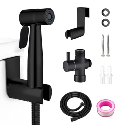 Handheld Toilet Bidet Sprayer Kit, Stainless Steel Toilet Water Spray Bidet Attachment with Hose, Bathroom Shattaf Cloth Diaper Sprayer Set for Personal Hygiene, Feminine Hygiene, Pet Shower