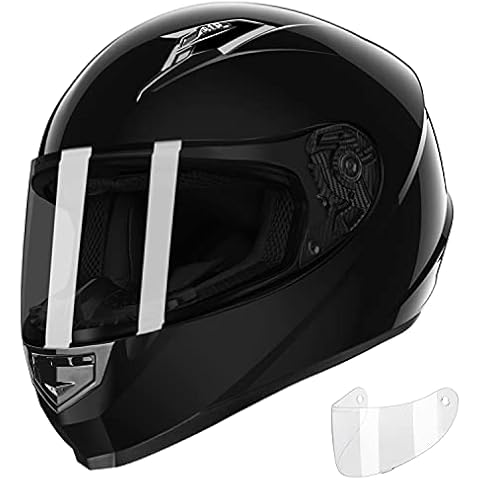 GLX GX11 Compact Lightweight Full Face Motorcycle Street Sport Bike Helmet with Extra Tinted Visor DOT Approved (Black, Large) Cover