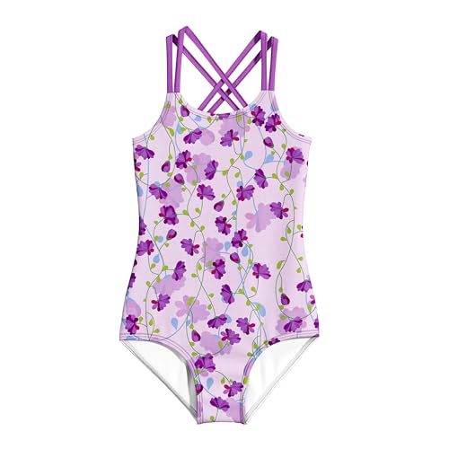 Image of LQSZ Girls One Piece Swimsuits Quick Dry Beach Bathing Suit Cross Shoulder Strap Swimwear