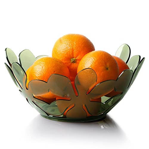 Nutriups Rustless Fruit Bowl，Petal-Shaped Fruit Basket For Kitchen，Sturdy Plastic Decorative Bowls For Home Decor, Kitchen Countertop, Green #TOP7