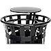 Global Industrial 24 Gallon Heavy-Duty Outdoor Metal Slatted Round Trash Receptacle with Rain Bonnet Lid, Powder Coat Finish, 23