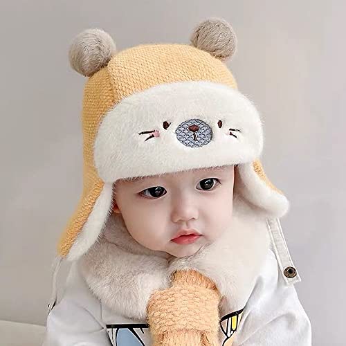 Image of XYX Crochet Earflap Pilot Hats Rabbit Ears Beanie Cap Winter Warm Knit Caps for Toddlers Baby Girls and Boys