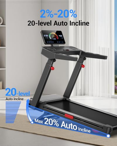 Image of LONTEK Treadmill with Auto /Manual 20% Incline, Treadmills for Home, Portable Treadmill with 400lb Capacity, 3.5HP Quiet Running Machine with Adjustable Handle Height, 42.5 inchx 16.2 inch Widen Running Area