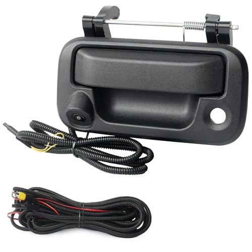 BELKEBIR Tailgate Handle Backup Camera Compatible with 2004-2014 Ford F150 2008-2016 Ford F250 F350 F450 F550 Super Duty Explorer Lobo Rear View Reverse Camera RCA Connector Replaces# 8L3Z 9943400-AC