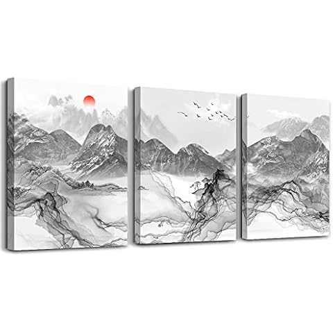 SERIMINO Wall Decor for Living Room Bedroom Landscape Mountain Contemporary Artwork Picture Canvas Wall Art for Office Dining Room Bathroom Kitchen Prints Paintings for Home Decorations,3 Piece Cover