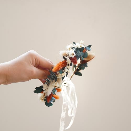 Corona de flores secas para boda conjunto nupcial miniatura 4