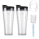 Ninja Blender Cups Replacement 24 oz Slim Cups Kit with Sip & Seal Lids BL450 BL480 BL486 BL487 BL492 BL494 BL642 BL682 NN100 BL2012
