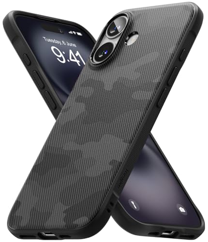 Image of Ringke Onyx Compatible with iPhone 16 Plus Case Cover Rugged Flexible Durable Anti-Slip TPU Protection Shockproof iPhone 16 Plus Back Cover - Camo Black