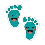 Beautyflier 20 Pairs Self-Adhesive Kids Footprint Stickers Cartoon Guide Floor Decals Social Distance Cute Smile Floor Stickers for Kids Room Party Nursery School Stairs Decor (Cyan-Blue)