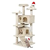 Rascador para gatos con base grande: contiene una gran base de 50 x 50 cm para evitar oscilaciones o vuelcos, lo que garantiza la estabilidad; capacidad de carga máxima hasta 18 kg; La superficie del árbol del gato es suave.
