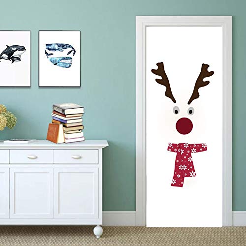 IARTTOP Cute Santa Claus Wall Sticker,Vinyl Christmas Reindeer Art Wall Decal Kitchen Fridge Window DIY Wall Sticker Home Decor