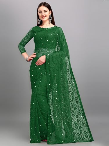 Image of LOROFY Women's Brasso Net Saree With Blouse