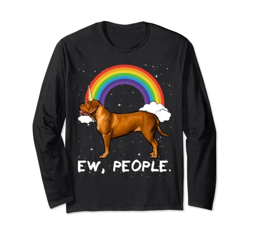 Rainbow Dogues de Bordeaux Ew People Unicorn Dog Long Sleeve T-Shirt, Black