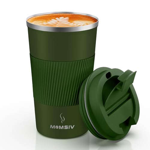 Image of 17oz Travel Mug, MOMSIV Insulated Coffee Cup with Leakproof Lid, Vacuum Stainless Steel Double Walled Reusable Tumbler for Hot and Cold Water Coffee and Tea In Travel and Car