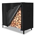 ESSORT Firewood Rack Cover, Outdoor Log Rack Cover 4 feet 420D Waterproof, Weatherproof Tarp Cover for Dry Wood Pile Holder 48"x24"x42", black