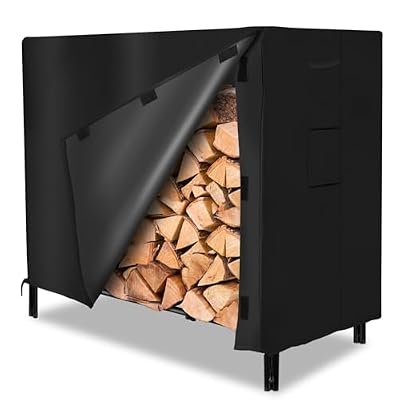 ESSORT Firewood Rack Cover, Outdoor Log Rack Cover 4 feet 420D Waterproof, Weatherproof Tarp Cover for Dry Wood Pile Holder 48"x24"x42", black