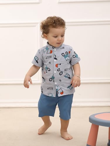 SUREPOCH Baby Boy Clothes Toddler Summer Outfits Short-sleeved Shirt Elastic Pants Two-piece Set Cute Baby Boy Outfits3