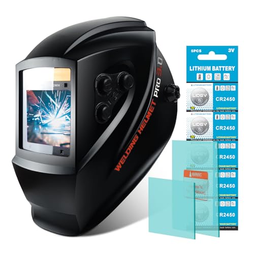 Image of TRQWH Welding Helmet Auto Darkening Large Viewing True Color Solar Powered Welding Mask with 4 Arc Sensor Adjustable Wide Shade Range 4~5-8/9-13 Welder Mask with Grinding (TRQWH-LS01)