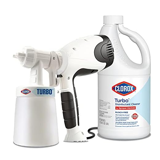 Clorox Turbo Handheld Power Sprayer and Disinfectant Cleaner for Small Businesses, Lightweight Power Sprayer, Industrial Cleaning, Hospital Cleaning, 64 Ounce Bundle