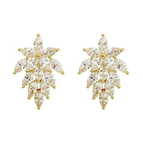 ADKOMN Women Jewelry 14k Gold Plated Sterling Silver Cubic Zirconia Stud Earrings for Girls yellow Cover