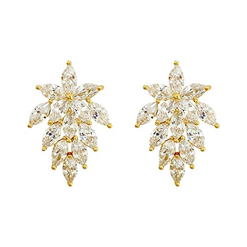 ADKOMN Pendientes de plata de ley chapada en oro de 14 quilates con circonita cúbica para niñas amarillo Cover