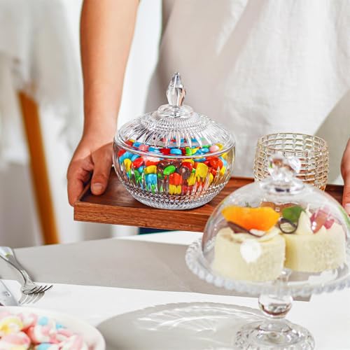 600 ml große Glas-Süßigkeitenschale mit Deckel, klares Kristallglas mit Deckel, dekoratives Glas für Buffet, Party, Hochzeit, Heimdekoration, spülmaschinenfest