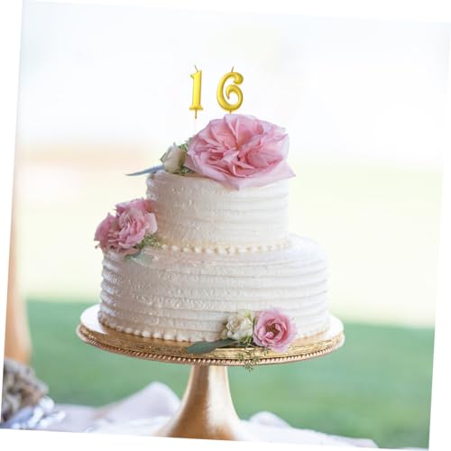 Ciieeo guarnição de ouro decoração com brilho vela número 16 decoração de bolo o casamento kids núme