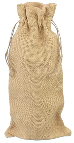 Sac à vin en toile de jute x100 CleverDelights 35x14 cm avec cordons