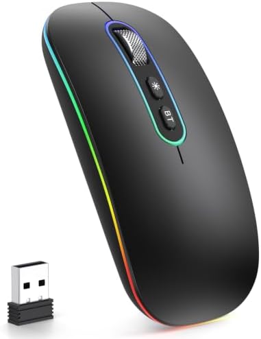 （10:30時点） マウス 無線 (BT 5.1+2.4G) Bluetooth 静音 Type-C充電式 けいたいべんり コンパクト軽量 左右両手対応 ワイヤレスマウスMac/Windows/ノートパソコン/パソコン/ipad 対応 TELEC認証取得済み - 黒色
