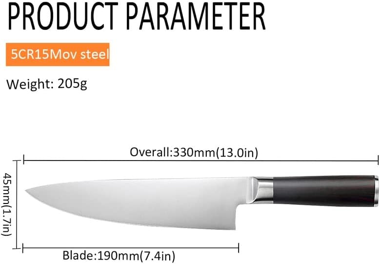 Meat Cleaver Knife, 7.5INCH Professional Japanese Kitchen Chef Knife 5Cr15Mov Stainless Steel Meat Fish Fruit Vegetables Slicer Butcher Cleaver Knife