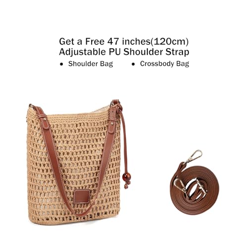 Image of Crochet Summer Tote Beach Shoulder Bag Hobo Purse with Boho Style | Soft Woven Hollow Knitted Handbag for Shopping Vacation Travel Beach, Lightweight Casual Bohemian Crochet Crossbody Bag