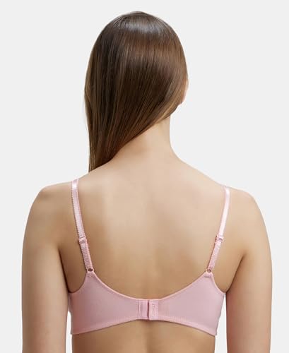 Image of Jockey 1615 Women's Wirefree Non Padded Super Combed Cotton Elastane Stretch Full Coverage Everyday Bra with Soft Adjustable Straps Candy Pink 40B