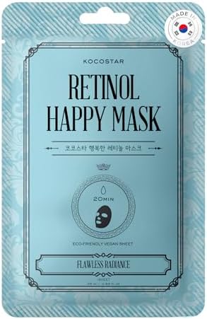 Kocostar Happy Facial Sheet Mask Retinol | 20 Minutes Face Mask Therapy For Intense Hydration & Moisture | Pack Of 1, 25Ml