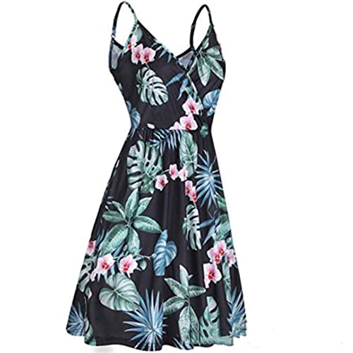 HYCYYFC Damas Vestido de vaso de cuello en V de vaso maxi impreso Cinturón de bolsillo Playa MAXI Vestido (Color : Green, Size : 5XL)