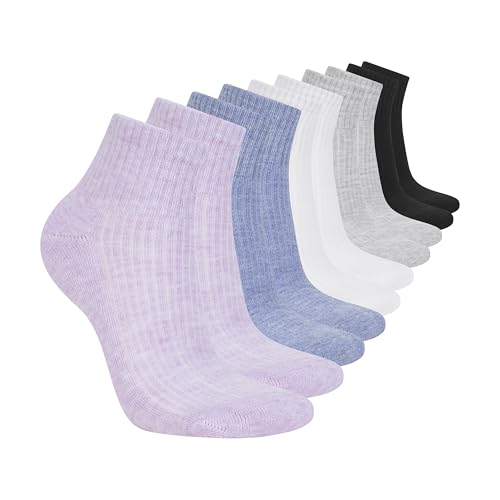Skechers Women's 10-Pack Half Terry Classic Quarter Crew Socks, Comfort-Fit & Cushioned Footbed