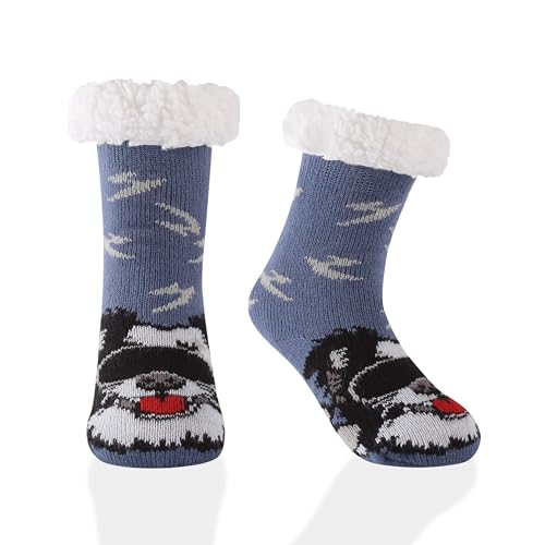 HERYEBING Chausson Chaussette Enfant Thermique Antidérapantes Chaudes et épaisses Doublées en Polaire Chaussettes de Noël Pour Garçon Filles Berger...
