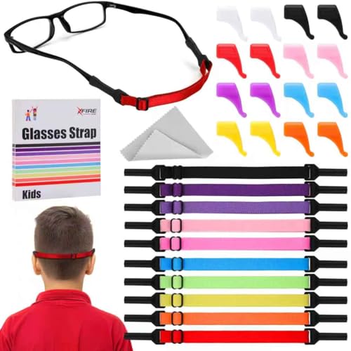 XFIRE-GEAR 10 Psc Adjustable 6.8-10in Glasses Straps with 10 pair Ear Hooks