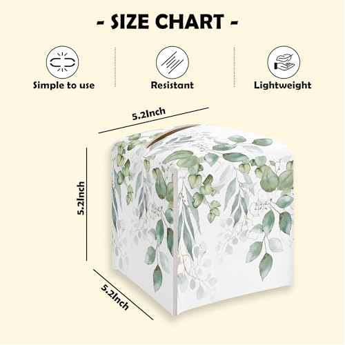 Leaves and Flowers Tissue Box Cover, Floral Leather Tissue Box Holder Square Facial Paper Organizer Dispenser for Bathroom Kitchen Bedroom Vanity Countertop Nightstands by TNVDFNBR - Image 2