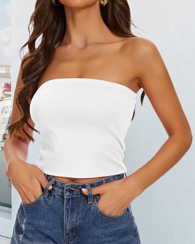 Summer Tube Tops Basic Crop Tops for Women Strapless Tank Casual Tunics Sexy Short Shirts3