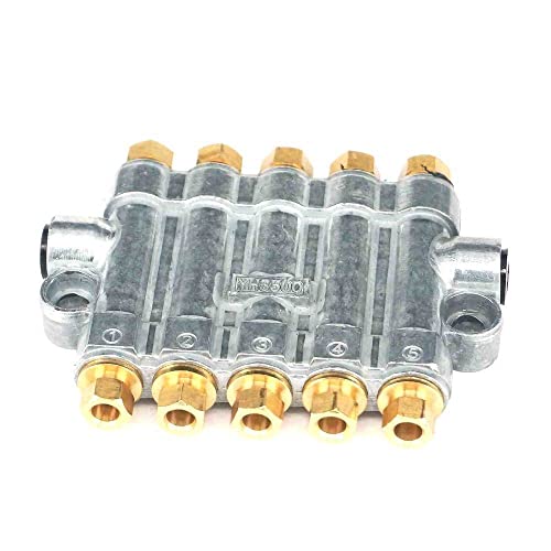 in M8x1 Out M10x1 5 Way Aluminum/Brass Lube Oil Piston Distributor Value Manifold Block for...