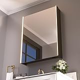 HAUSCHEN HOME 30 x 23-1/4 Zoll LED beleuchteter Medizinschrank mit Spiegel, feuchtigkeitsbeständiges Holz, Stufenlos dimmbar, 3000K/5500K, verstellbares Regal, Flat-Pack-Design - Montage erforderlich