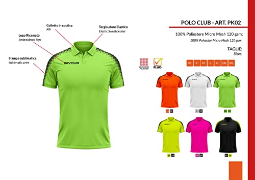 Givova Unisex Polo Club Sweatshirt, Noir/Jaune Fluo,