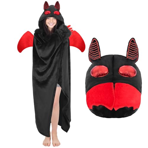 MSISILY Wearable Blanket for Women - Oversized Hoodie Blanket Mothman Blanket Gifts for Adults Men Teenagers