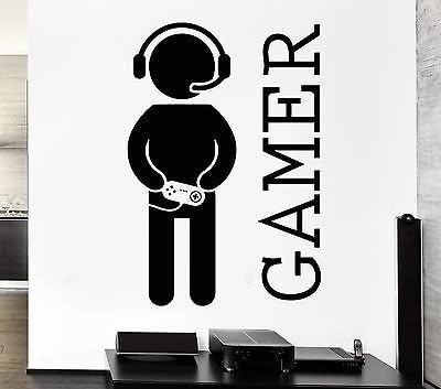 Vinilo adhesivo para pared, diseño de videojuegos, joystick, decoración para sala de juegos (z2065) M 22.5 x 35 pulgadas, marrón