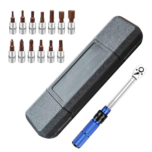 Bike Torque Wrench Set, Bike Tool Kit, Socket Tools with Torque Wrenches Extension Bar Included for Most Screw Fit Mountain Road Motorcycle Travel Use